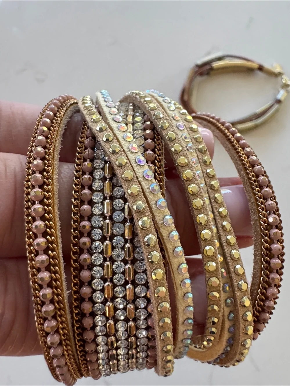 Gold and Rose Gold Multi-Strand Women's Bracelet Set of 2 NWOT
